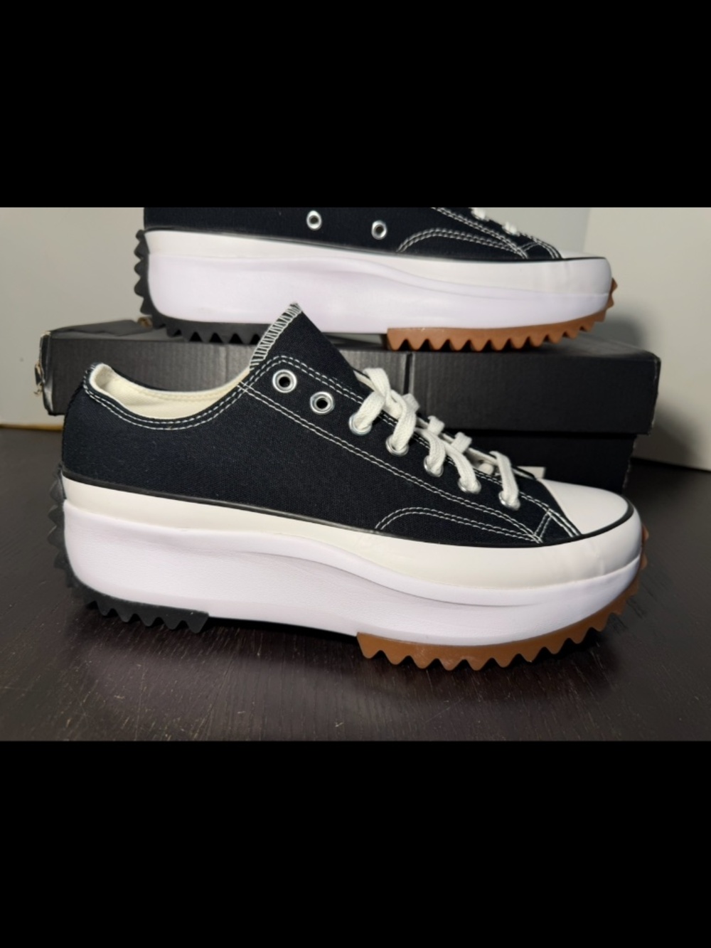 Converse Run Star Hike Ox Sneakers Low Platform Black/White/Gum Unisex Mens 9.5/
